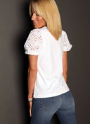 Camiseta o Blusa Blanca Manga Encaje Mujer