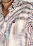 Camisa Beige Bolsillo Cuadro Caza Hombre