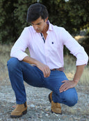 Chemise Homme Bleu Oxford À Pois