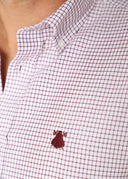 Camisa Ventana Burdeos Cuello Botón Hombre