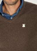 Jersey Cuello Pico Tostado Algodón Hombre