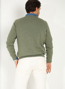 Jersey Cuello Pico Verde Algodón Hombre
