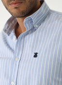 Chemise Homme Bleu Oxford À Pois