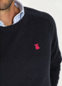 Jersey Azul Cuello Caja Algodón Hombre