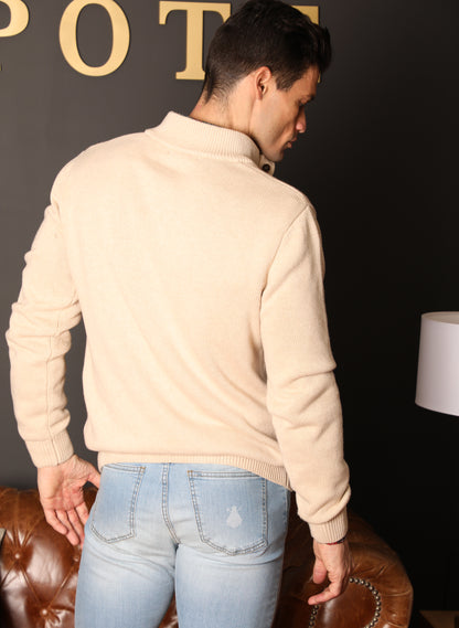 Pull Homme 4 Boutons Camel