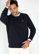 Jersey Azul Cuello Caja Algodón Hombre