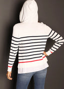 Sudadera Blanca  Rayas Azules Punto Mujer