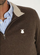 Jersey Marrón Cuello Cremallera Hombre