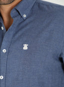 Chemise Homme Bleu Oxford À Pois
