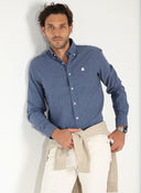 Chemise Homme Bleu Oxford À Pois