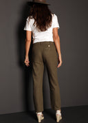 Pantalón Lino Kaki Pinzas Mujer