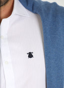 Camisa Blanca Raya Celeste Hombre
