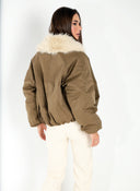 Cazadora Bomber Kaki Pelo Mujer