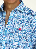 Camisa Estampada Hojas Azules Hombre