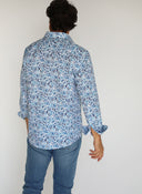 Camisa Estampada Hojas Azules Hombre
