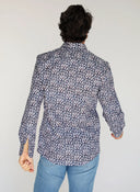 Camisa Azul Florecitas Blancas Hombre