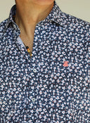 Camisa Azul Florecitas Blancas Hombre
