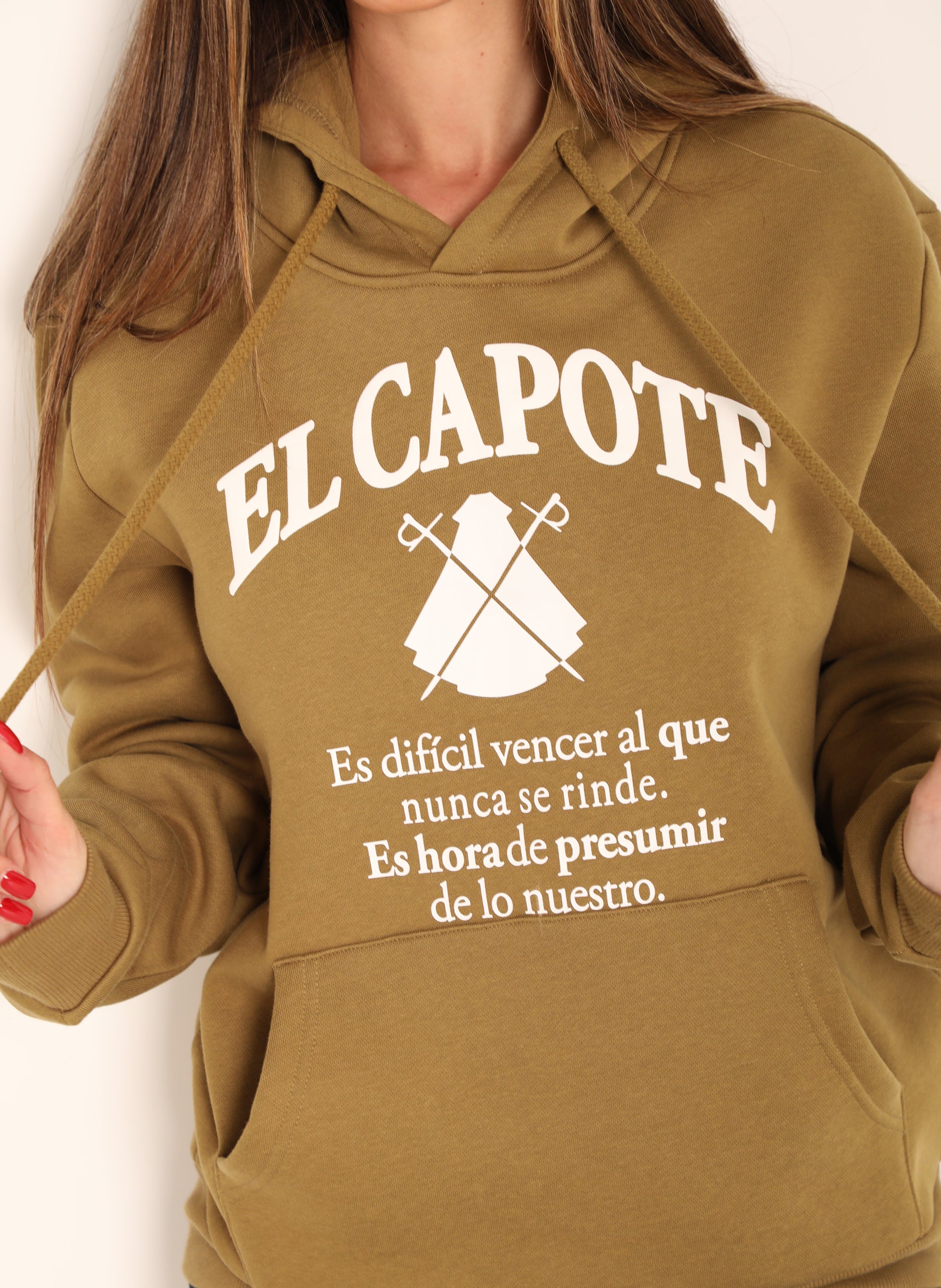 Sudadera Mujer Kaki Capucha El Capote