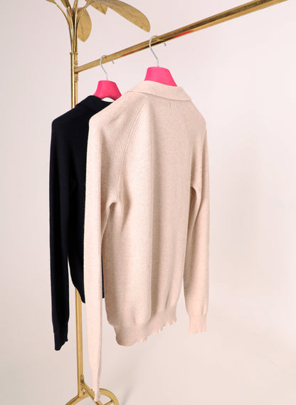 Beige Women's Polo Neck Sweater