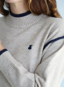 Jersey Beige Ribetes Contraste Mujer