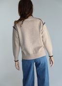 Jersey Beige Ribetes Contraste Mujer