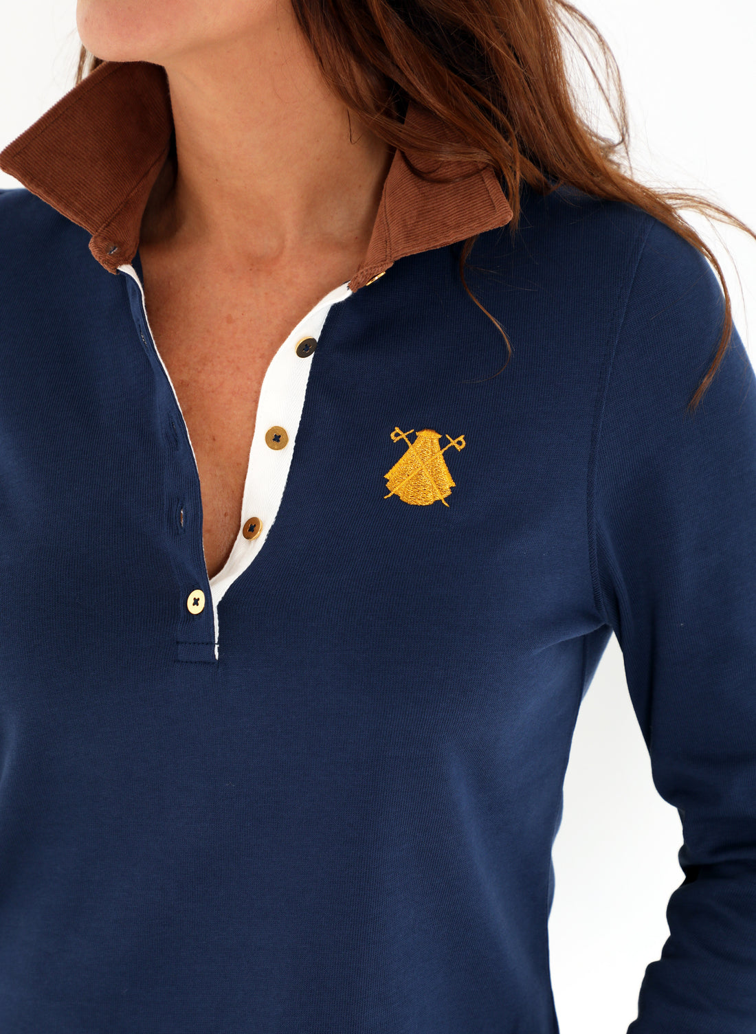 Women's Polo Rugby Blue Corduroy Collar