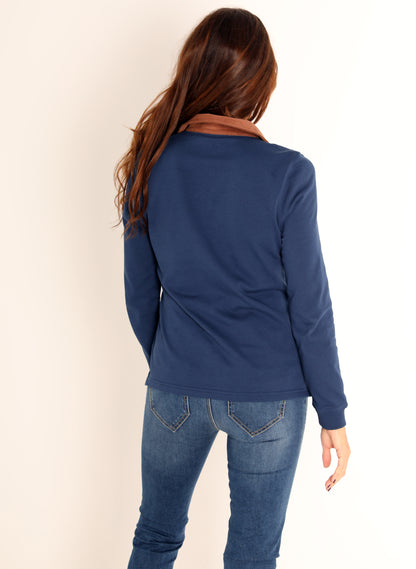 Women's Polo Rugby Blue Corduroy Collar