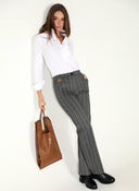 Pantalón Gris Espiga Rayas Mujer