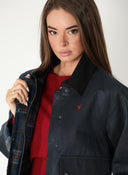 Parka Corta Encerada Azul Mujer