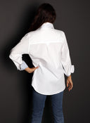 Camisa Blanca Contrastes Oversize Mujer