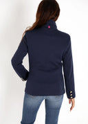 Americana Azul Botones Dorados Mujer