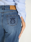 Pantalón Azul Vaquero pierna Ancha Mujer