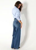 Pantalón Azul Vaquero pierna Ancha Mujer