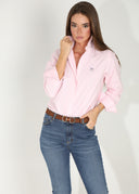 Camisa Rosa Oxford  Cuello Italiano Mujer