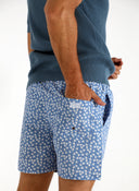 Bañador Azul Flores Blancas Hombre