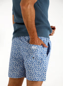 Bañador Azul Flores Blancas Hombre