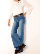 Pantalón Vaquero Ancho Tiro Medio Mujer