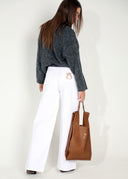 Pantalón Blanco Vaquero pierna Ancha Mujer