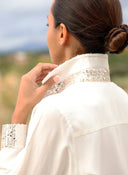 Camisa Blanca Viscosa Lentejuelas Mujer