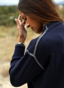 Jersey Marino Ribetes Contraste Mujer