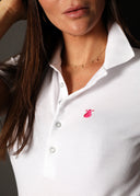 Polo Blanco Classic Logo Rosa Mujer