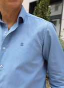 Camisa Azul Celeste Nido de Abeja Hombre