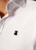 Camisa Blanca Nido de Abeja Capote Marino Hombre