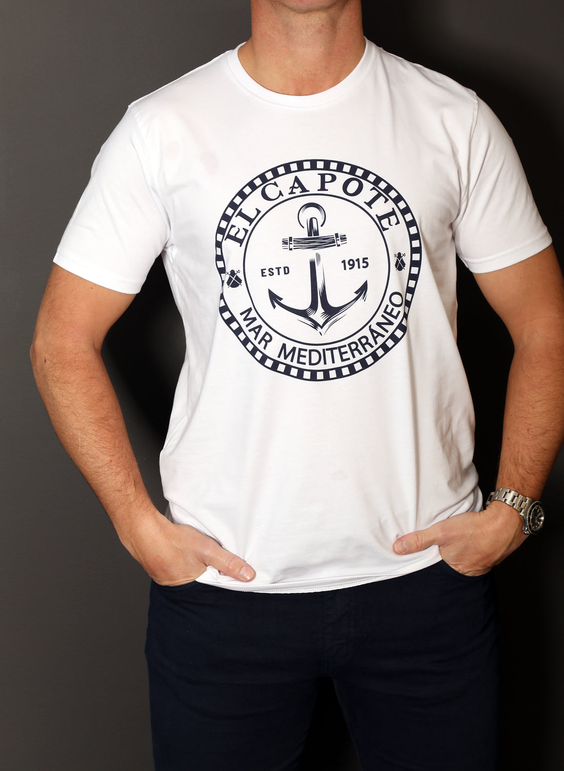Camiseta Blanca Mar Mediterráneo Hombre