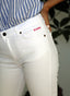 Pantalón Blanco Capote Rosa 5 bolsillos Mujer