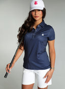 Polo Tejido Ultraligero Azul Lunares Mujer
