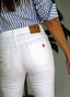 Pantalón Blanco Capote Rosa 5 bolsillos Mujer