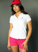 Polo Blanco con Tapeta Abotonada Mujer