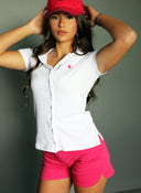 Polo Blanco con Tapeta Abotonada Mujer