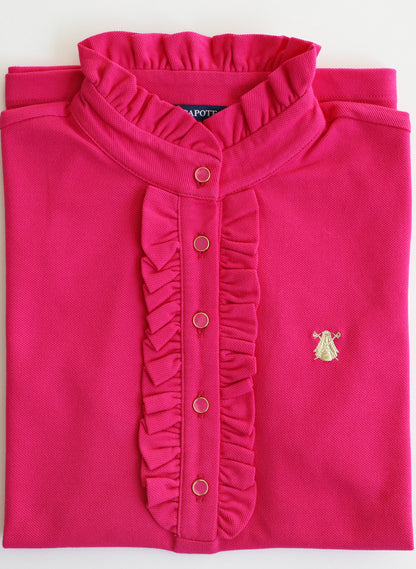 Roze polo capote-ruches voor dames